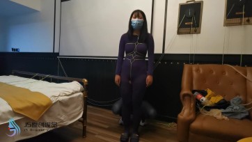 【JS】琳洛 细丝绳紫色连体衣捆绑 斯袜塞嘴套头 震动GC
